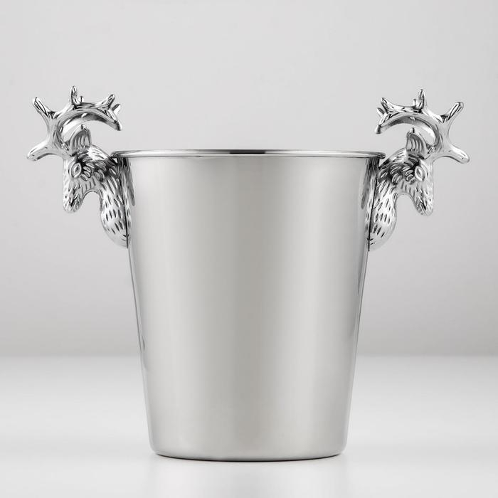 Ведро для льда из нержавеющей стали, 2 л, 25&times;16&times;20,5 см, цвет хромированный