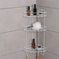 Полка для ванной угловая 3-х ярусная &laquo;Волна&raquo;, 24&times;24&times;64 см, цвет белый