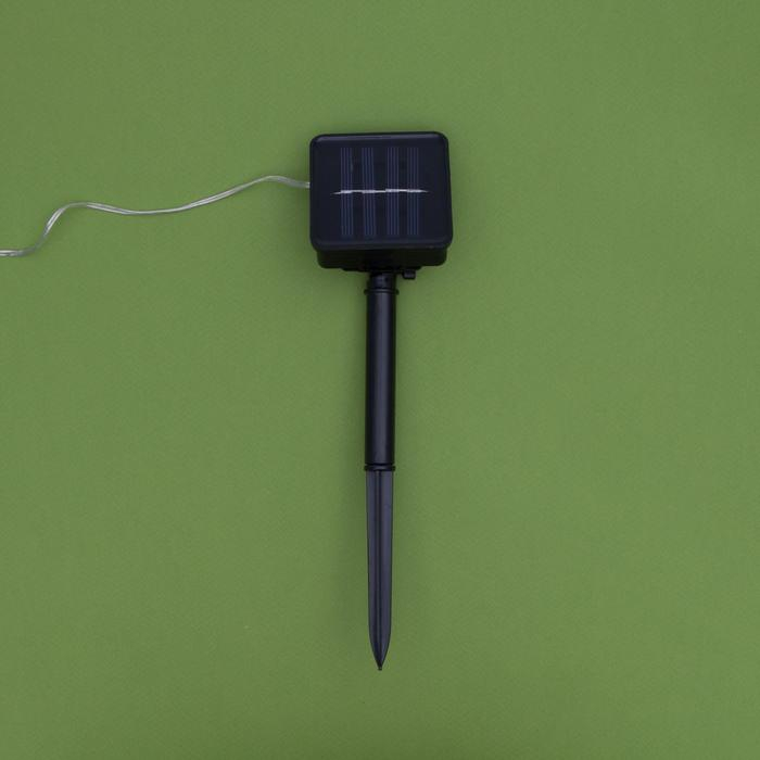 Гирлянда &laquo;Нить&raquo; 20 м роса, IP44 серебристая нить, 200 LED, свечение белое, 2 режима, солнечная батарея