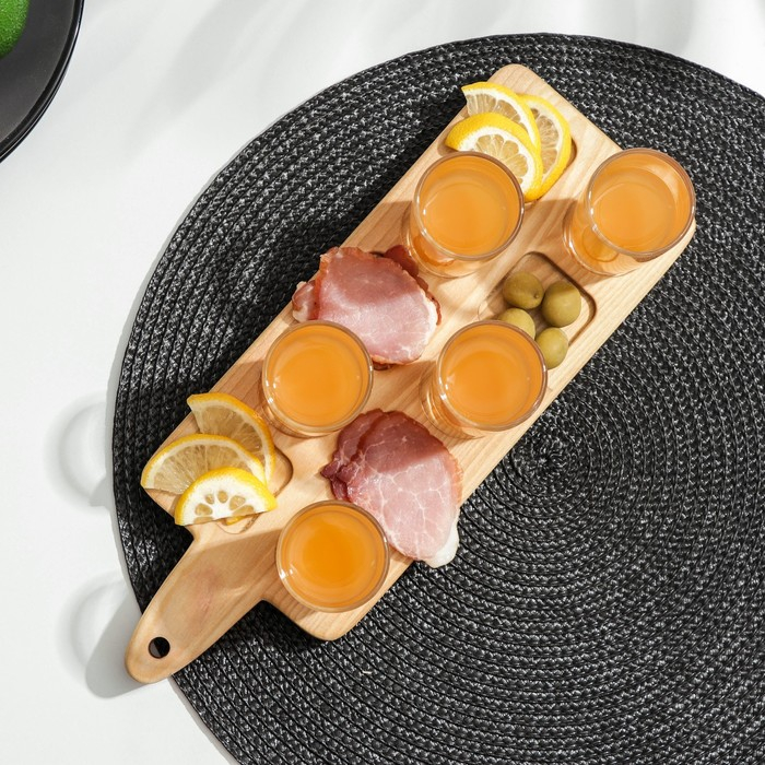 Доска - менажница для подачи шотов Adelica, на 5 рюмок, 30&times;13&times;1,8 см, берёза