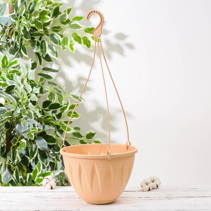 Кашпо для цветов подвесное &laquo;Алиция&raquo;, 4,3 л, с поддоном, цвет белая глина