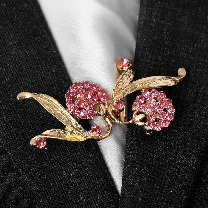 Зажим для кардигана «Ягоды», цвет малиновый в золоте Зажим для кардигана «Ягоды», цвет малиновый в золоте