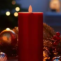 Светодиодная свеча восковая "Глубокий красный", 17x7 см, АААx3 (не в компл.), Т/БЕЛЫЙ