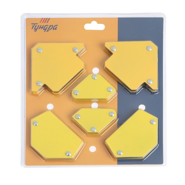 Набор магнитных угольников для сварки ТУНДРА, 30,45,60,75,90,135&deg;, усилие 4 и 11 кг, 6 шт.