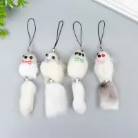 Пушистик на подвеске "Мышонок белый" МИКС 8,5х3,5х3,5 см