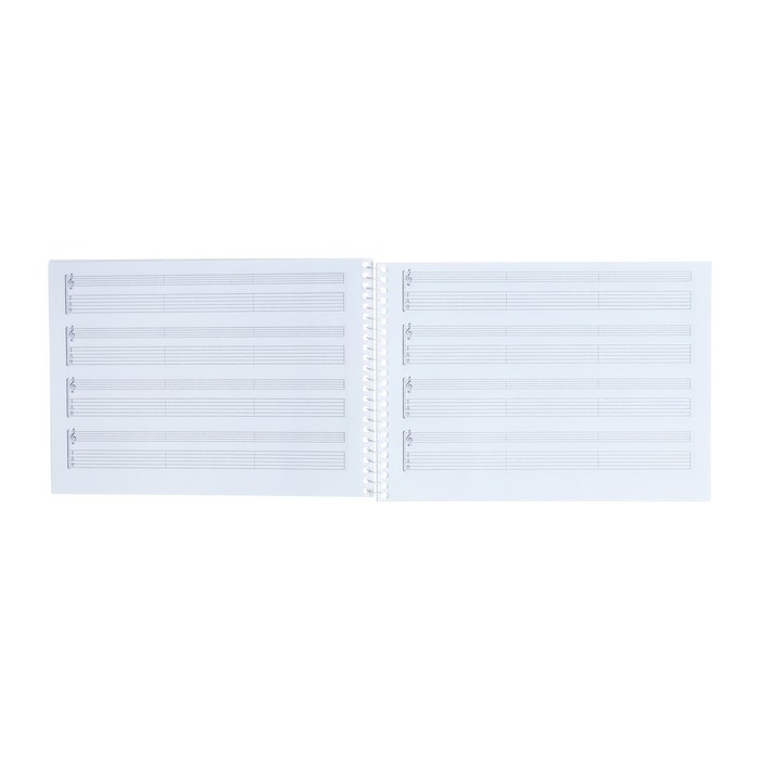 Тетрадь для нот табулатурная А5, 24 листа на гребне, горизонтальная "Музыкальное настроение", обложка мелованный картон, тиснение, блок 80г/м2