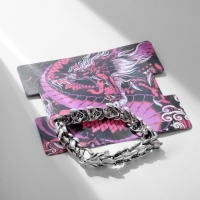 Браслет металл &laquo;Япония&raquo; отдыхающий дракон, цвет серебро, 20 см