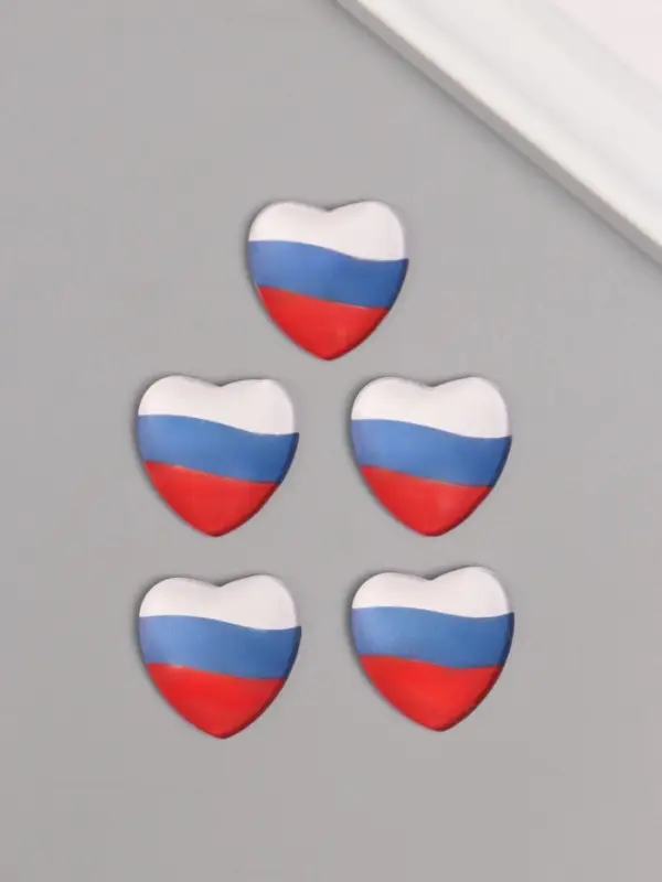 Кабошон стекло для творчества &laquo;Сердце. Россия&raquo;, 2.5&times;2.5 см