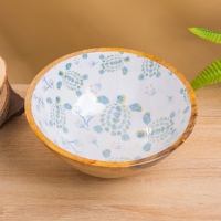 Салатник "Черепаха и цветы" дерево манго 25х25х10 см