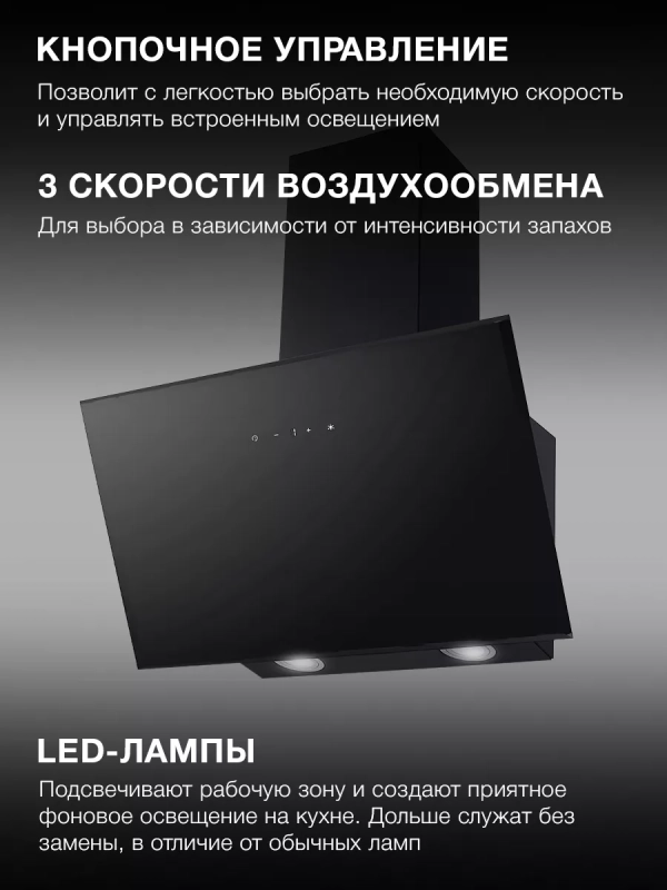 Вытяжка каминная HGH 6840 BG черный