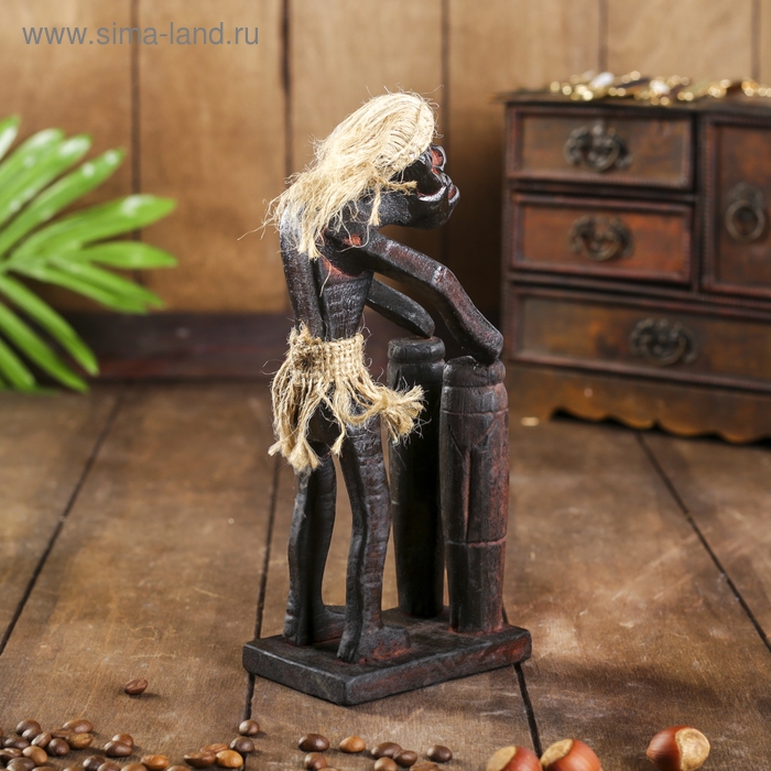 Сувенир &laquo;Абориген с двумя барабанами&raquo;, 19&times;9&times;9 см, дерево