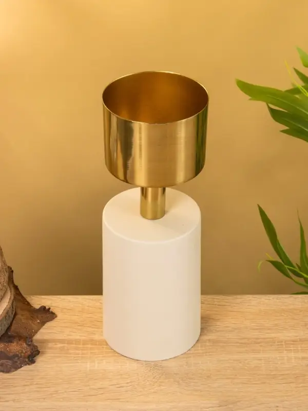 Подсвечник на 1 свечу "Кубок" фисташка с золотом 10х10х28,5 см