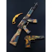 Набор сувенирное оружие &laquo;Золото&raquo;, автомат, пистолет, керамбит, 3 шт