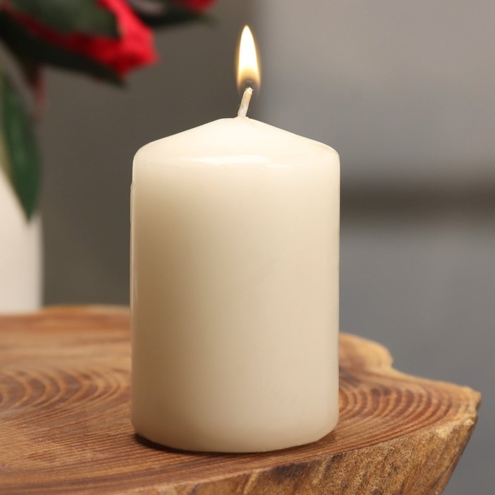 Свеча - цилиндр, 4&times;6 см, 9 ч, шампань