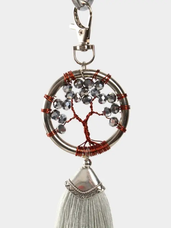 Брелок ловец снов "Древо жизни" 19 см, цв. серебристый