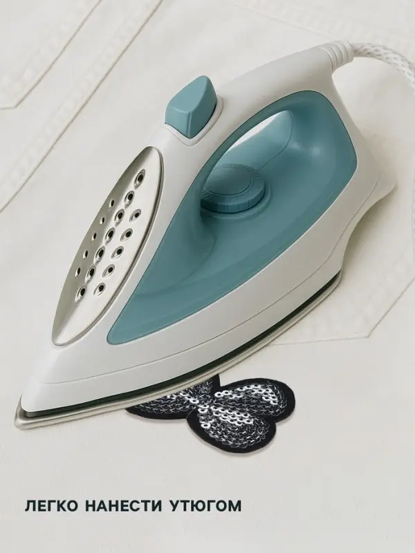 Термоаппликация &laquo;Бантик&raquo;, с пайетками, 5.2&times;4 см, цвет серебряный