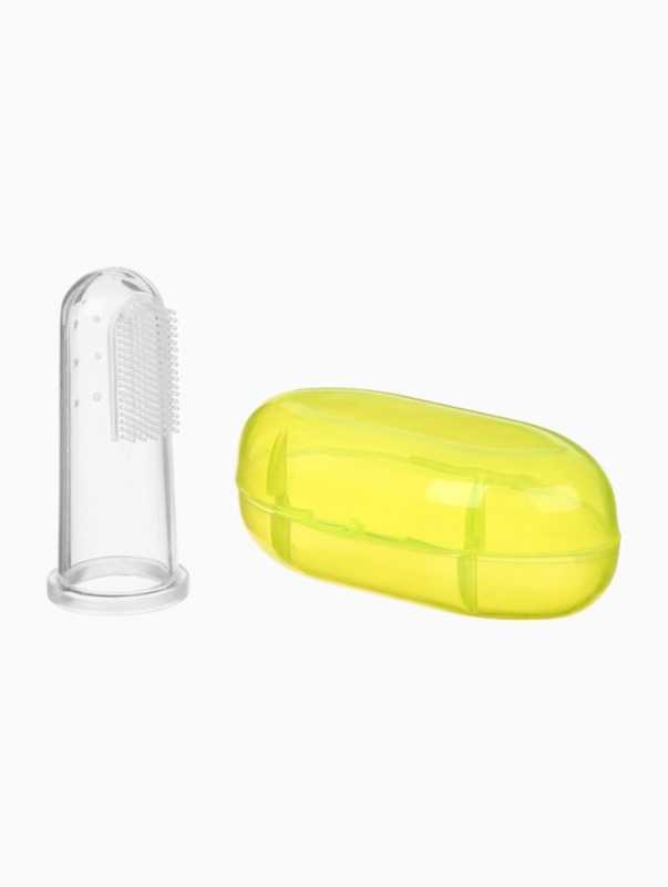 Прорезыватель - массажер детский в контейнере, 3 в 1, на палец, силиконовый от 3 мес.