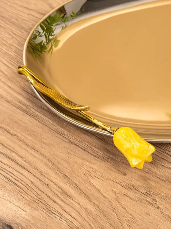 Поднос "Тюльпаны" 41х28х5 см, нержавеющая сталь