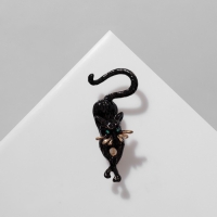 Брошь &laquo;Кошка&raquo; грация, цвет чёрный в золоте