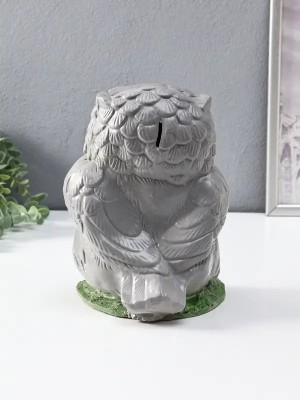 Копилка "Сова" 25 см, серый