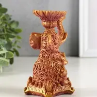 Подсвечник "Слон" высота 12 см, бордо с позолотой