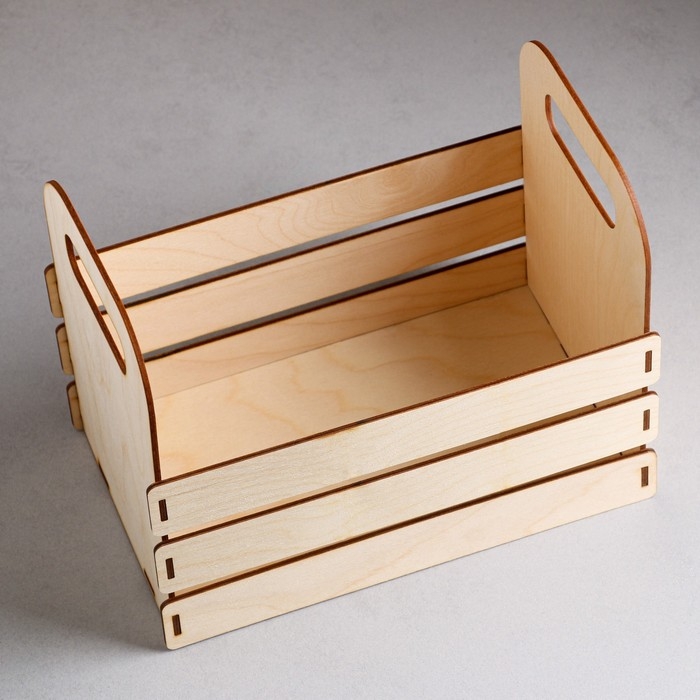 Кашпо деревянное 25&times;15&times;20 см "Кармен", ручки вырезы боковые, натуральный Дарим Красиво