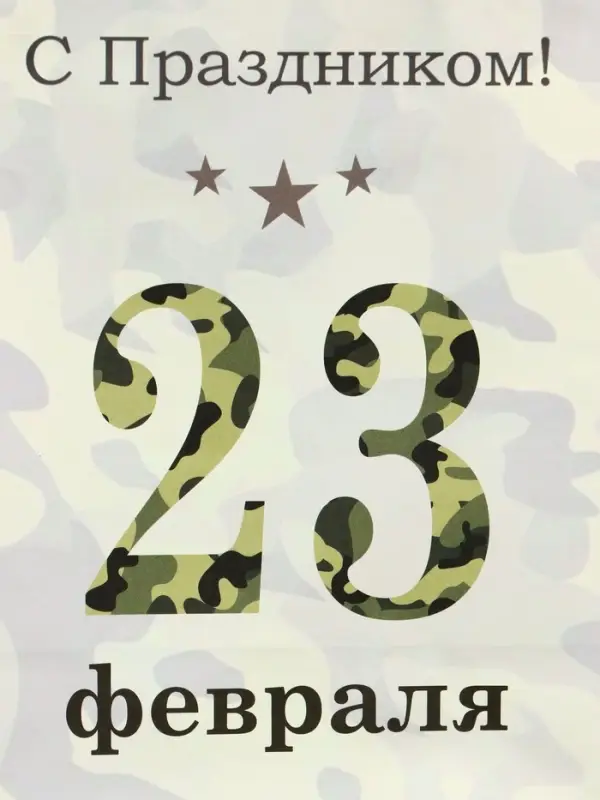 Пакет подарочный крафт &laquo;С 23 Февраля!&raquo; 15&times;8&times;21 см