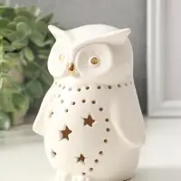 Сувенир керамика свет "Филин в звёздочках" белый 10,5х8х12,5 см