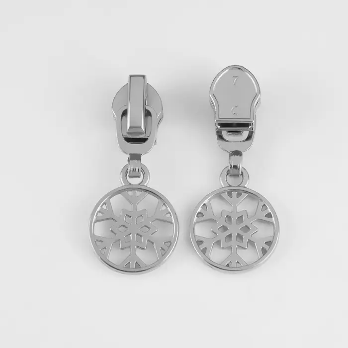 Бегунок для молнии &laquo;Спираль&raquo;, №7, &laquo;Снежинка&raquo;, 10 шт., цвет никель