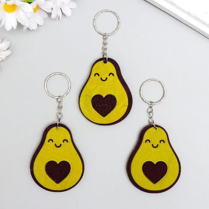 Брелок для ключей на кольце &laquo;Авокадо с косточкой-сердечком&raquo;, EVA, 5.1&times;6.5 см