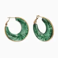 Серьги-кольца акрил "Тренд", цвет изумрудный в золоте