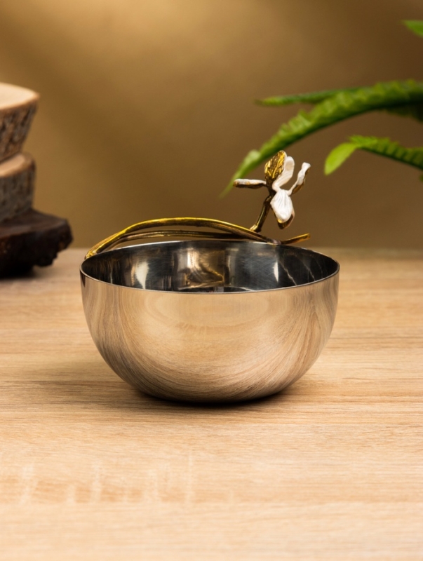 Менажница "Лилия" 10х10х7,5 см, нержавеющая сталь, латунь