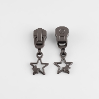 Бегунок автоматический для металлической молнии, №5, декоративный &laquo;Звёзды&raquo;, 10 шт, цвет чёрный никель