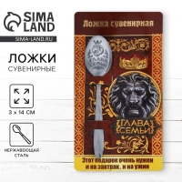 Ложка чайная &laquo;Глава семьи&raquo;, на открытке, 3 х 14 см.