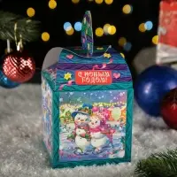 Подарочная коробка &laquo;Зимняя Фантазия&raquo; в бирюзовом, 12&times;12&times;17 см