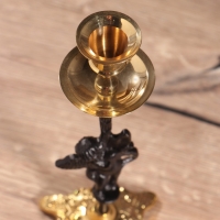 Подсвечник на 1 свечу, латунь, черный с золотом 8,5х8,5х23,5 см