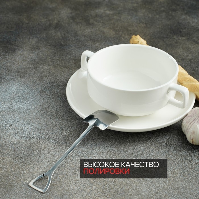 Ложка десертная из нержавеющей стали Magistro &laquo;Лопата&raquo;, длина 15,5 см, форма прямоугольная, цвет серебряный