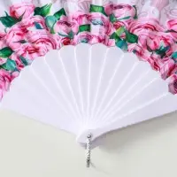 Веер пластик, текстиль "Цветочный" МИКС широкие лопасти 23 см