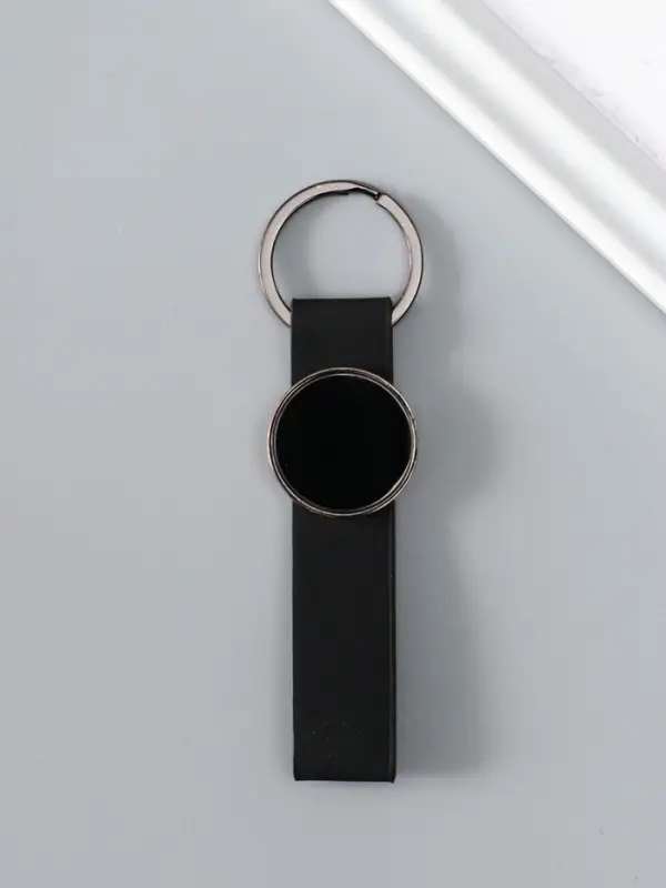 Брелок под нанесение кожзам, металл "Ремешок" размер окна d=2,7 см, чёрный 11,3х3х0,7 см