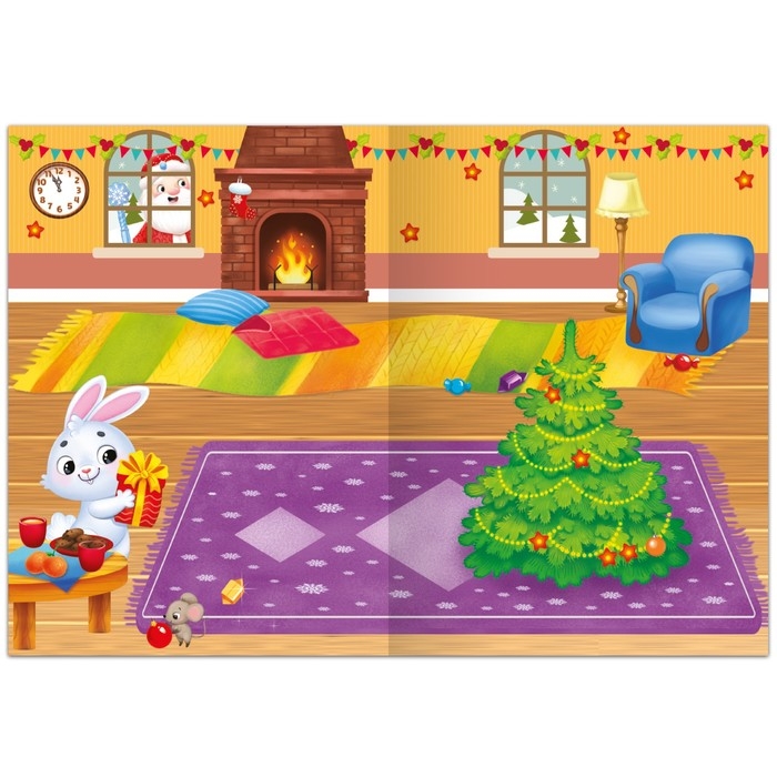 Книга с многоразовыми наклейками &laquo;Мои весёлые наклейки. Новогодние хлопоты. Зайчонок&raquo;