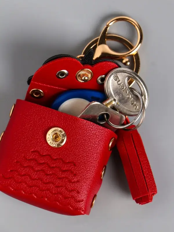 Брелок кожзам с карабином, с кистью "Сумочка. Сова" бордо 5,2х2,5х6 см