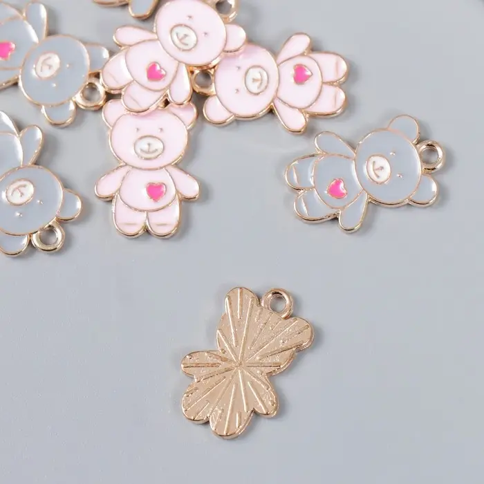 Металлический элемент, декоративная подвеска &laquo;Арт Узор. Мишка с сердцем&raquo;, эмаль, 1.7&times;1.3 см, МИКС