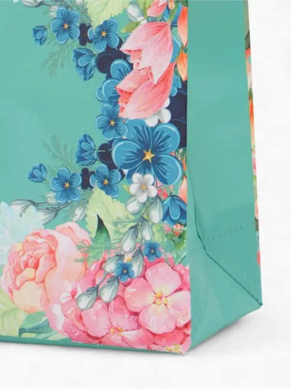 Сумка для покупок Цветы, 32*10*26. отд без молнии,  голубой