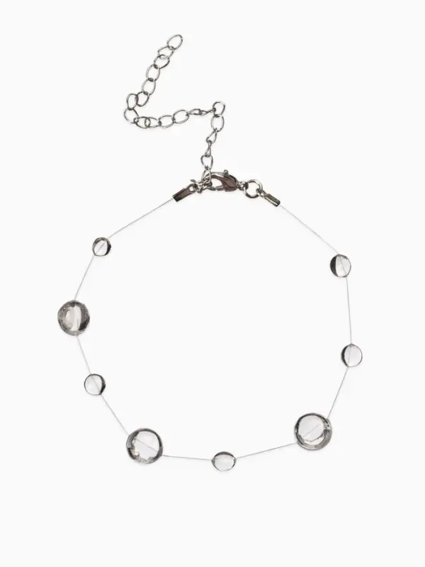 Браслет на леске "Капля росы", цвет былй в серебре