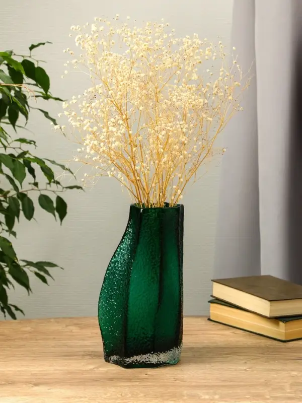 Ваза стекло настольная "Дженис" 25х12х8 см, зелёный