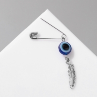 Булавка-оберег &laquo;От сглаза&raquo; перо, цвет синий в серебре