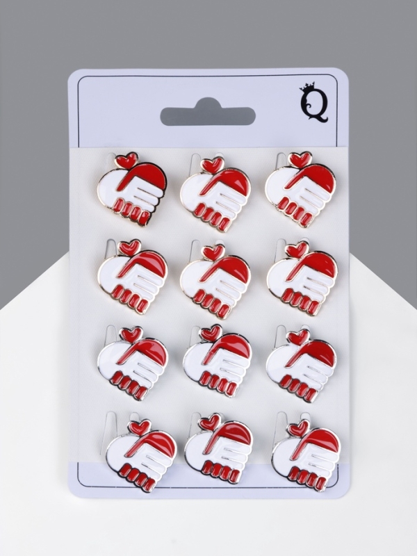 Брошь &laquo;Сердце&raquo; из рукопожатия, цвет МИКС (неделимая фасовка 12 шт., цена за шт.)