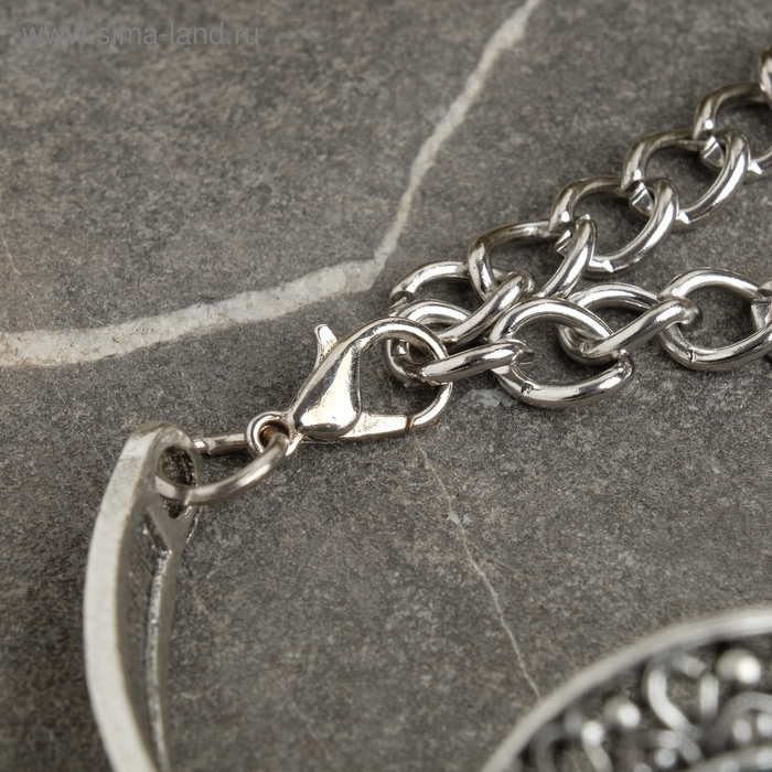 Браслет ассорти &laquo;Бирюзовый мир&raquo; круг, цвет голубой в серебре, L=19 см