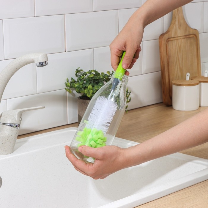 Ерш для посуды с губкой Доляна Green day, 31&times;5 см, анатомическая ручка