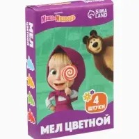 Мелки цветные школьные, 4 шт. &laquo;Маша и медведь&raquo;, прямоугольные